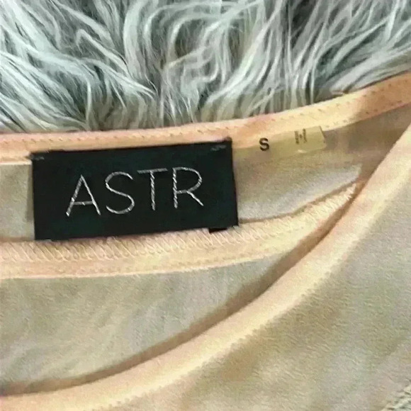 ASTR Floral Blush Cream Sheer Panel High Neck Tank Top, S - Picture 4 of 9